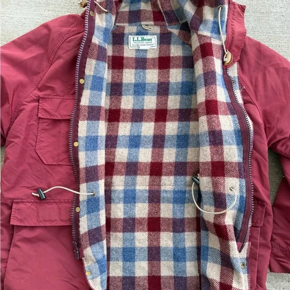 Vtg L.L. Bean Baxter State Parka Mens Large? Maroon Nylon Wool Lined Hooded USA